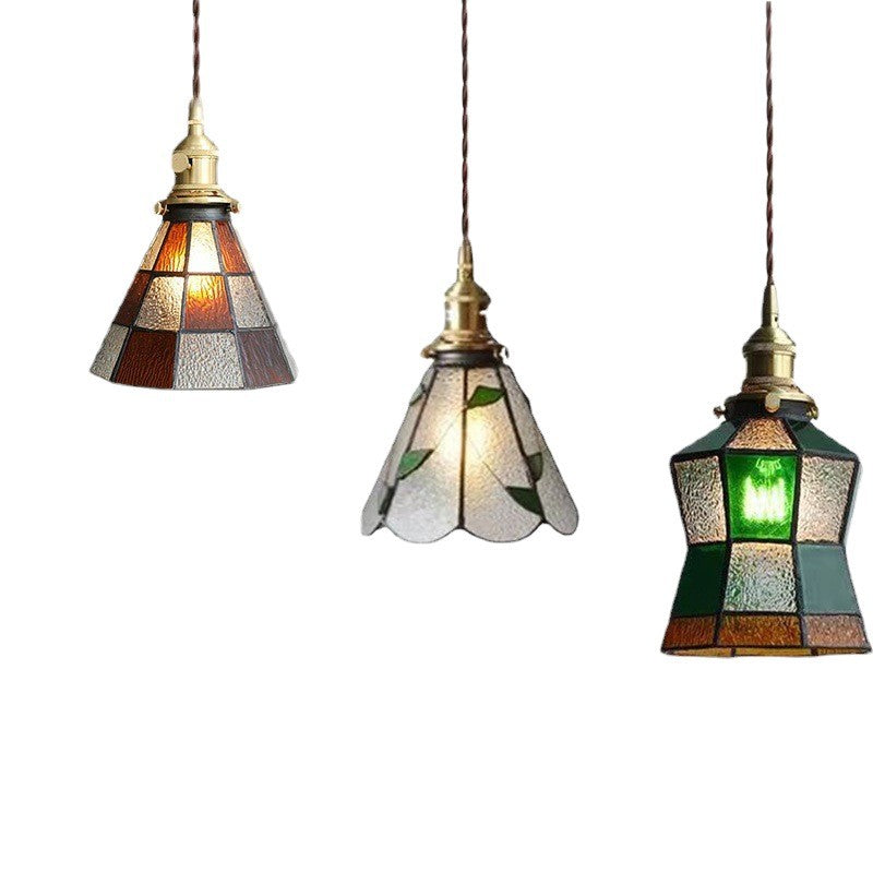 Adjustable Vintage Glass Pendant Light