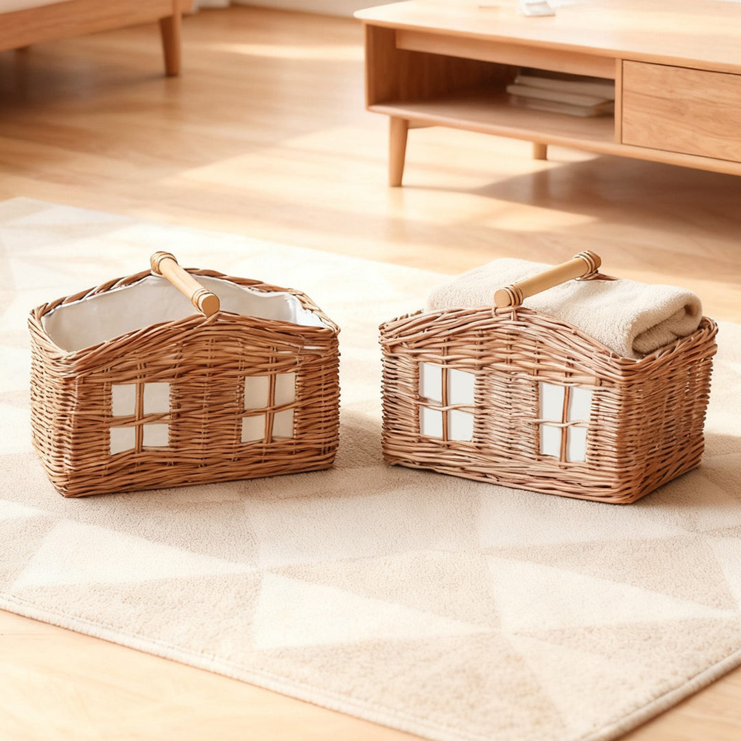 Rustic storage basket with linen lining Stornfield
