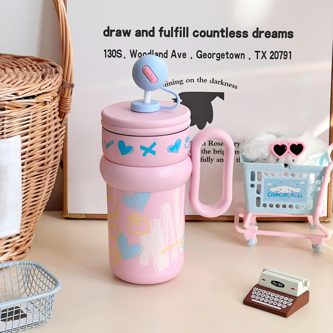 Women’s children’s drinking cup with integrated straw and playful design Stornfield