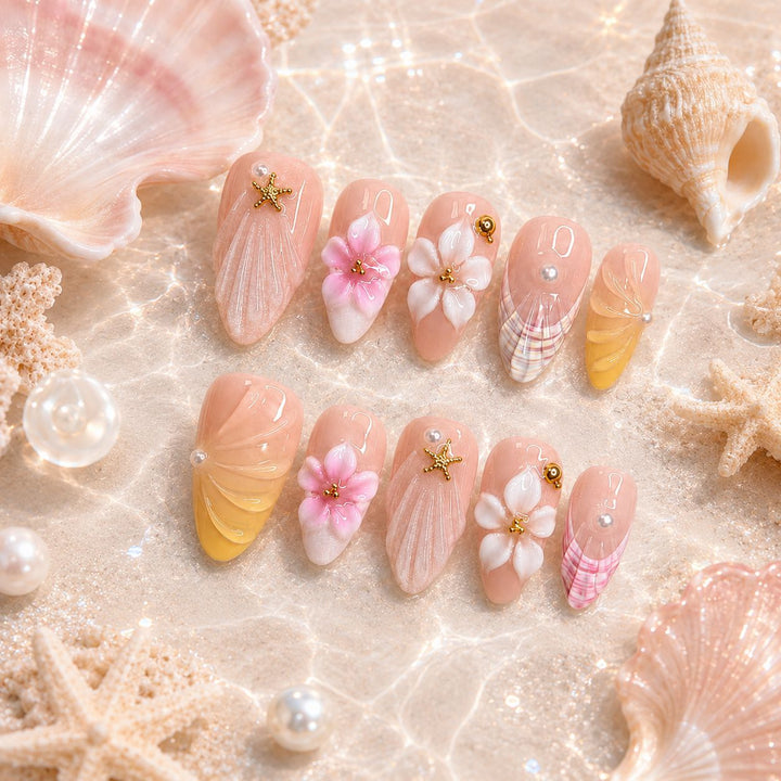 Premium Artifical Nails with Floral Designs Stornfield