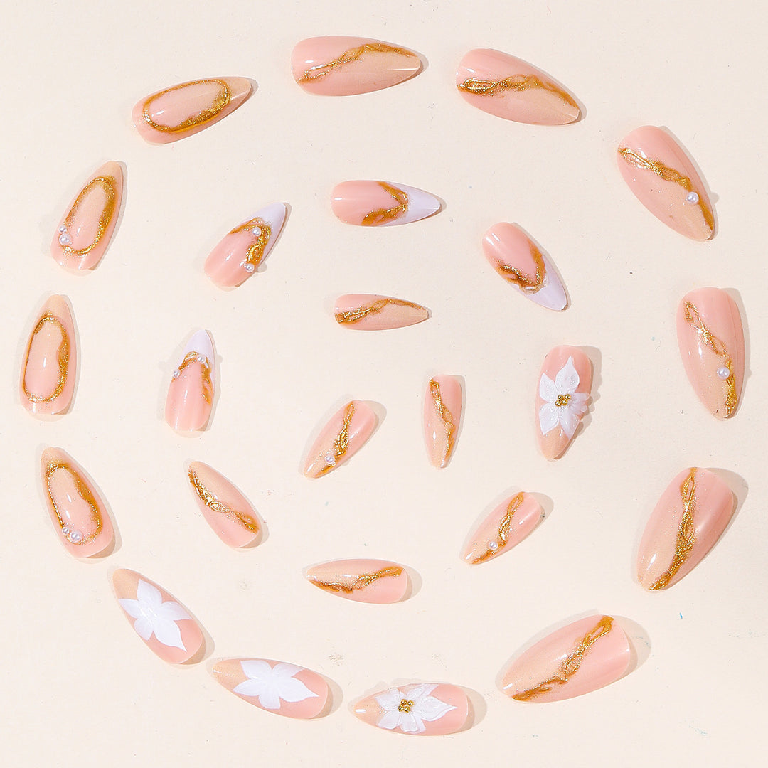 Floral Pearl Accent Nail Art Stornfield