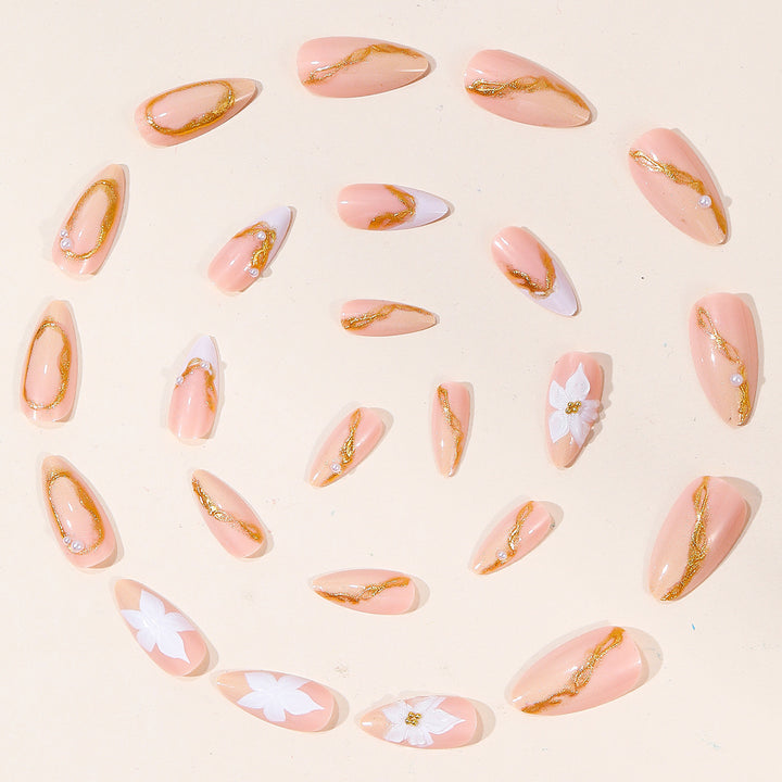 Floral Pearl Accent Nail Art Stornfield
