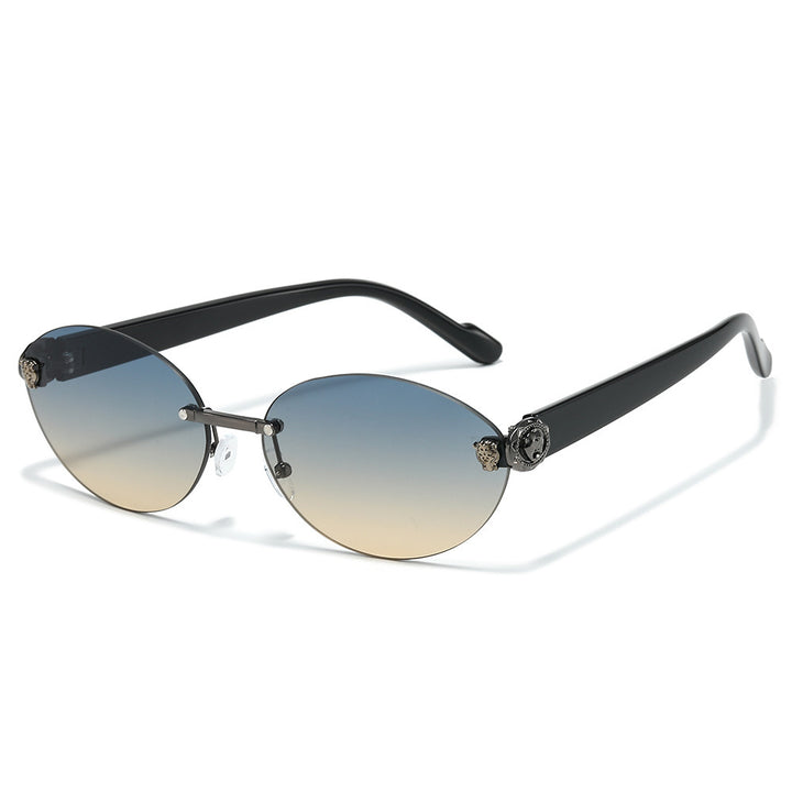 Designer Oval Frame Sunglasses with Decorative Accents Stornfield