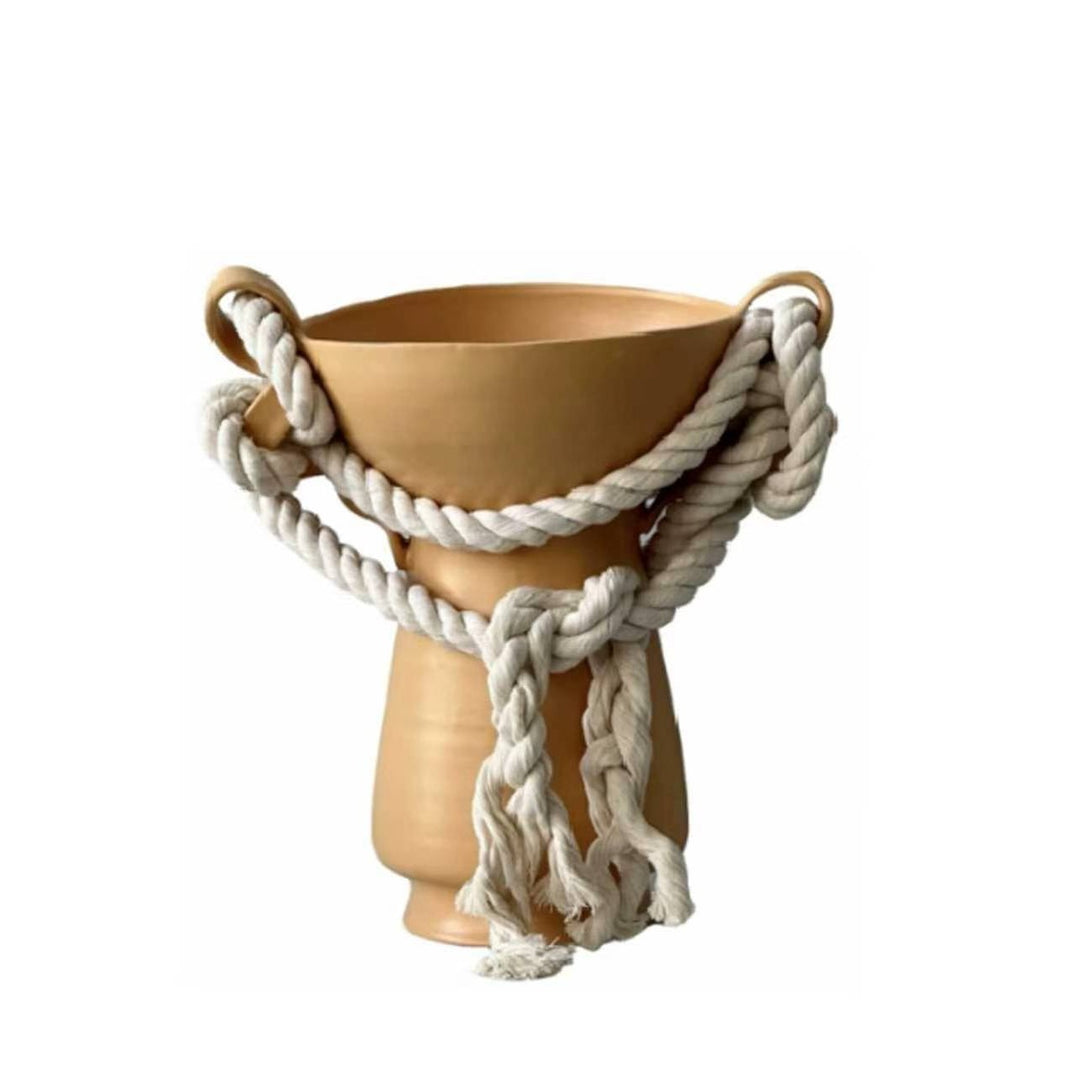 Decorative Handmade Vase with Textile Edge