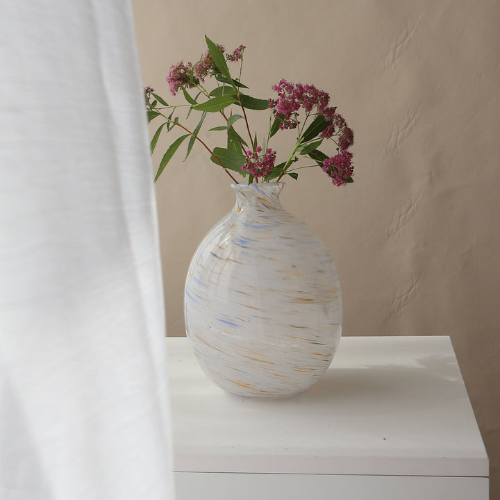 Handblown Swirl-Pattern Decorative Bulb Vase Stornfield
