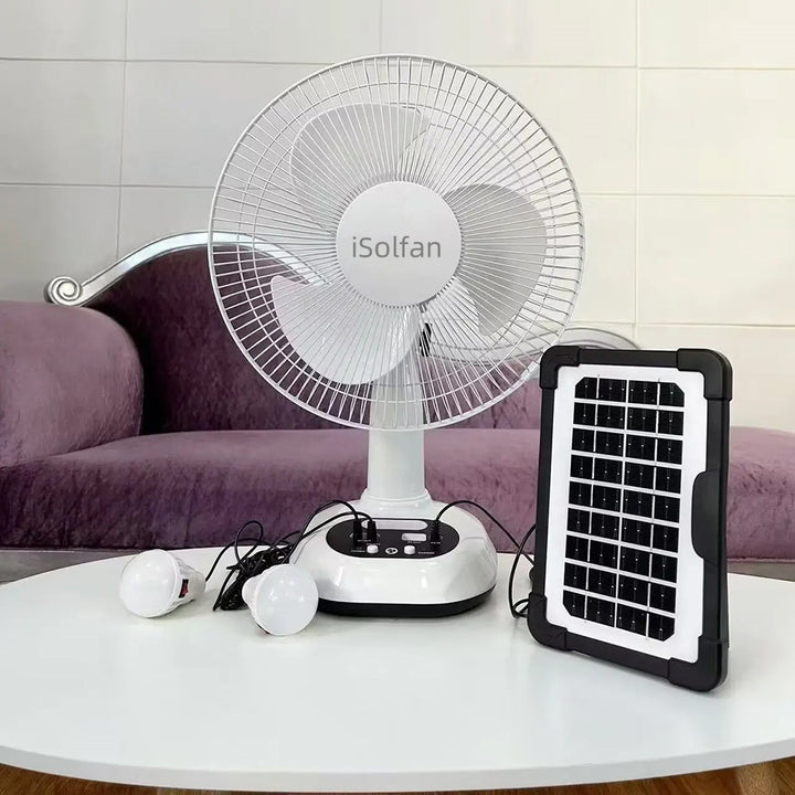 Ladies Solar-Powered Table Fan with LED Lighting Stornfield