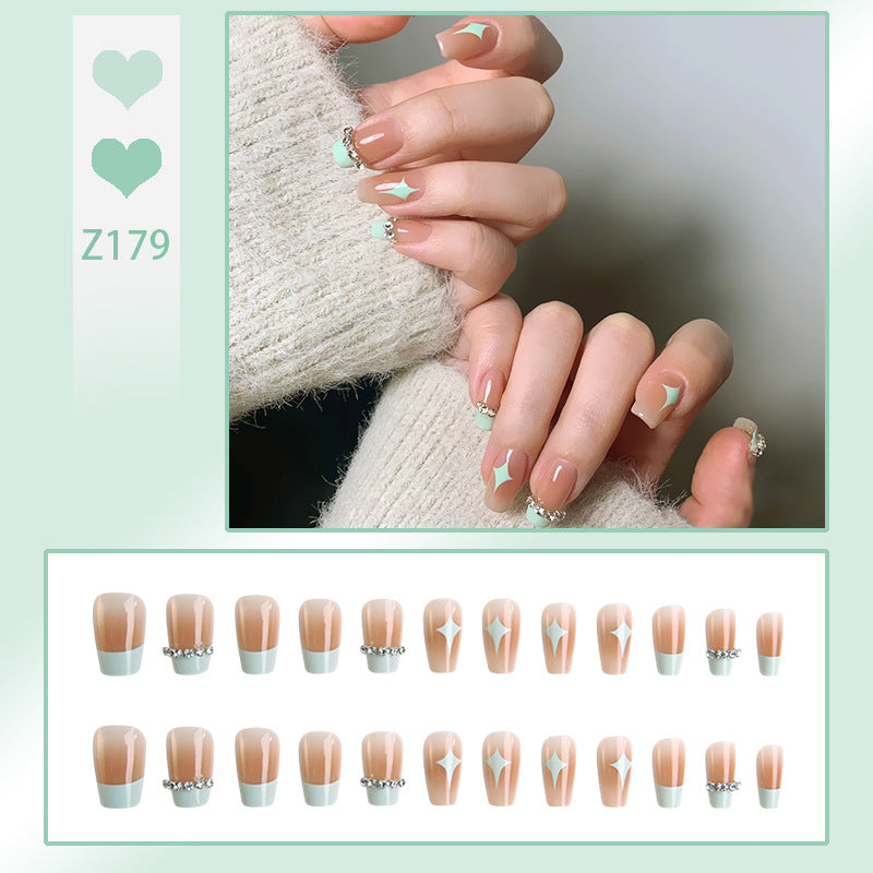 Acrylic nail set with elegant geometric decorations Stornfield