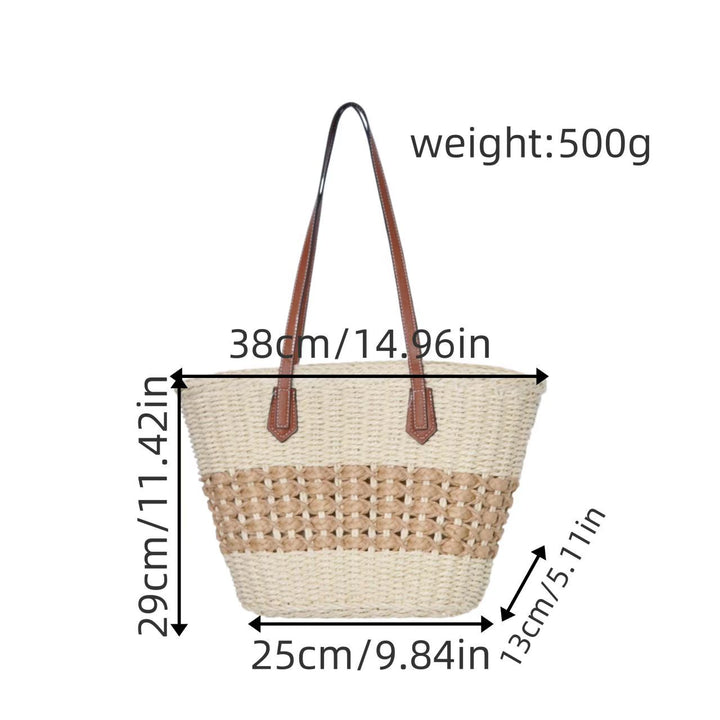 Braided shopping bag with faux leather handles Stornfield