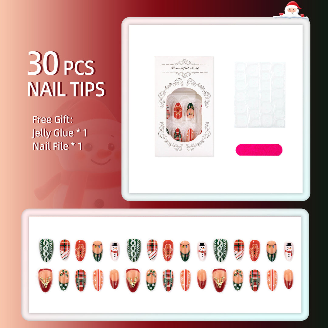 Festive Manual Press-On Nail Art Set