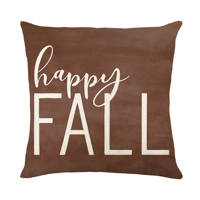 Decorative Square Throw Pillow Cover with Script 'Hello Pumpkin' Farmhouse Print
