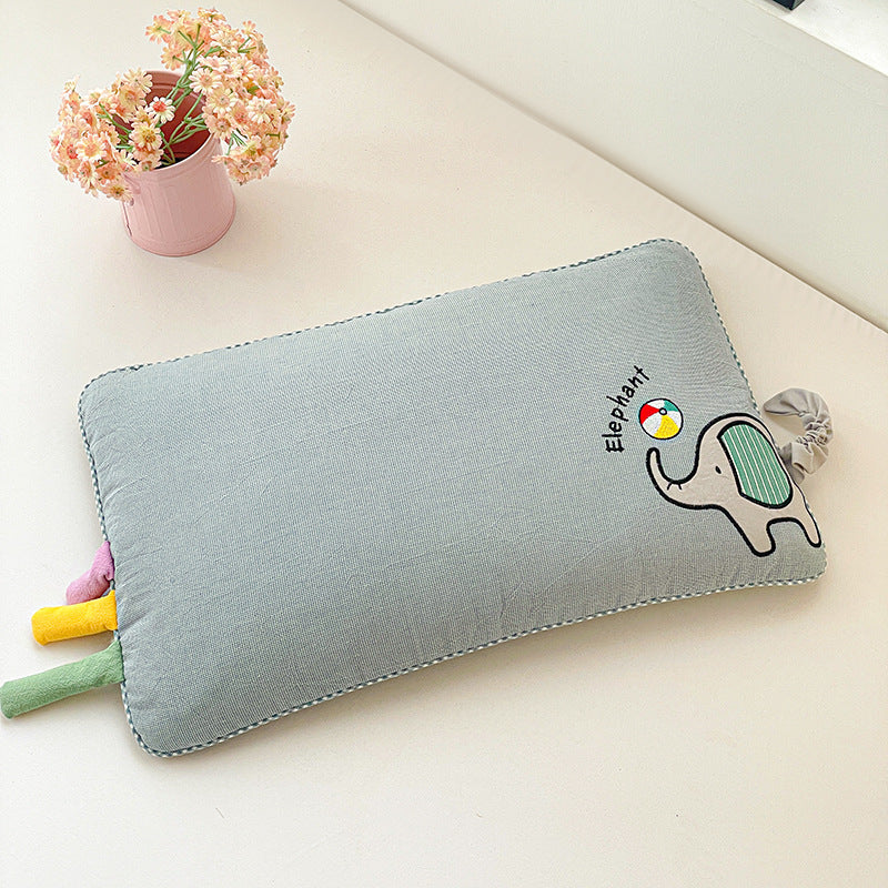 Children's cushion with cute bunny embroidery and pompom tail