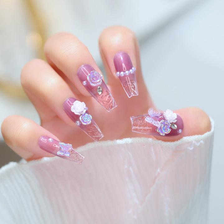 Floral Embellished Press-On Nail Set Stornfield