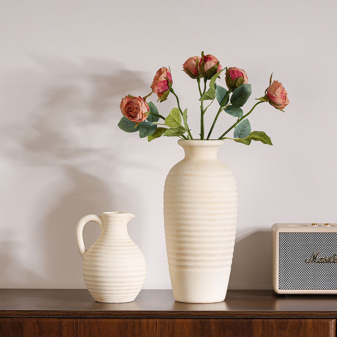 Handcrafted ceramic vase with ribbed structure Stornfield