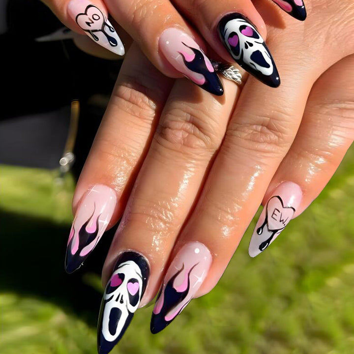 Artistic Halloween-Inspired Long-Lasting Press-On Nails Stornfield