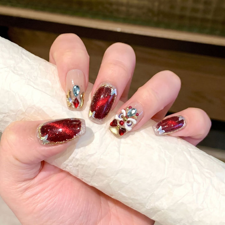 Decorative Press-On Nail Art Kit with Gemstone Accents Stornfield