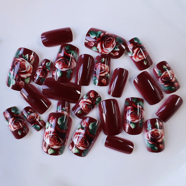 Floral Rose Acrylic Nail Art Stornfield