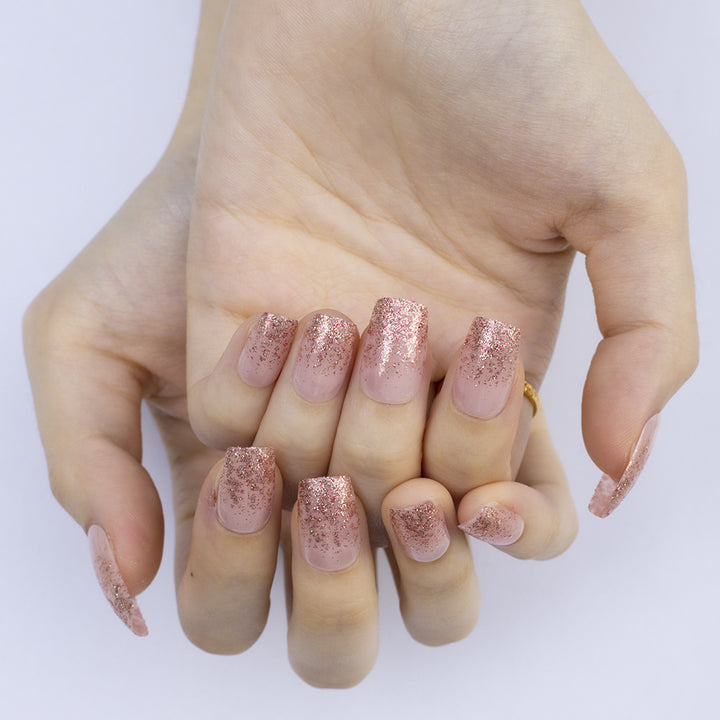 Glittering artificial nails with elegant ombre effect Stornfield
