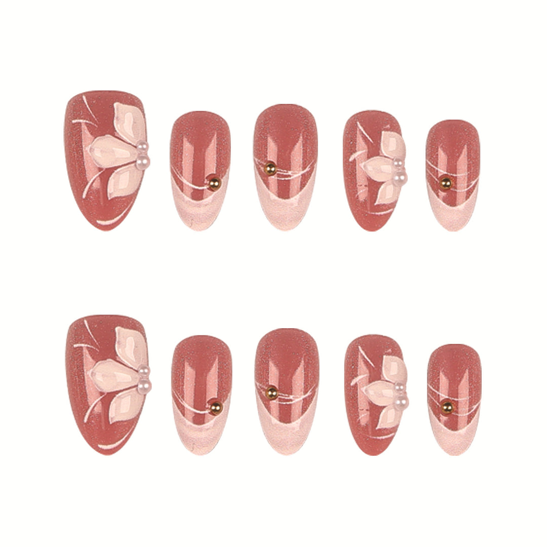 Floral Decorative Press-On Nail Set