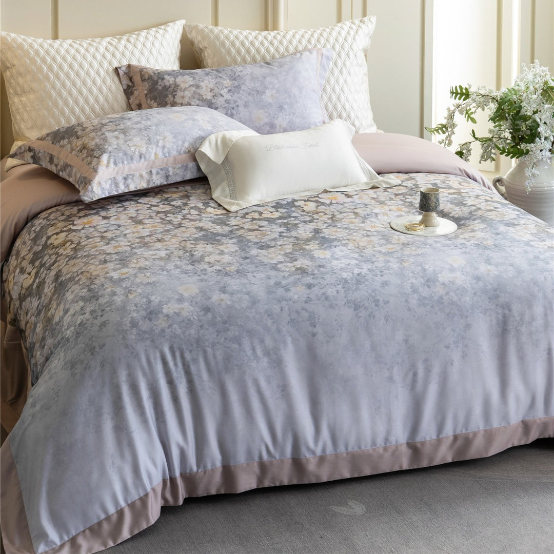 Floral Watercolor Cotton-Sateen Duvet Cover Set