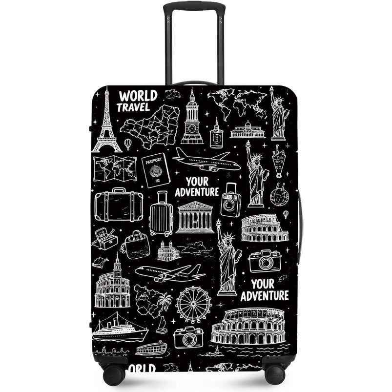 Unisex nan elastic suitcase cover with UV-resistant motif print and zip opening Stornfield