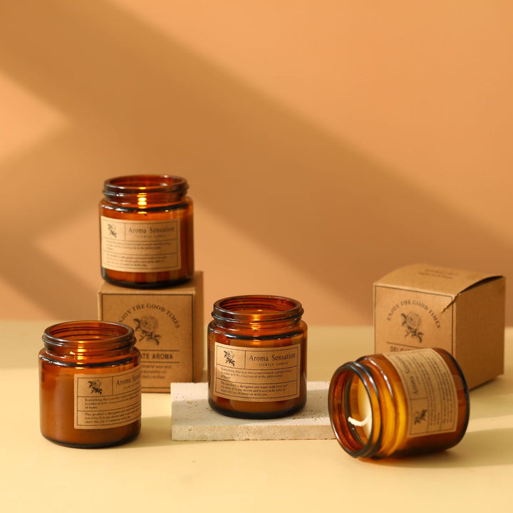 Scented Natural Soy Glass Jar Candle with Kraft Gift Box