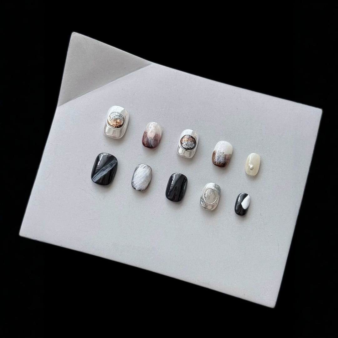 Artistic Press-On Nail Set with Elegant Designs