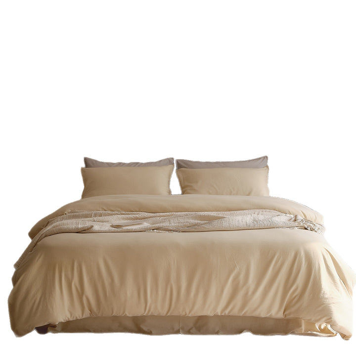 Breathable Long-Staple Cotton Duvet Cover Set with Corner Ties and Tailored Hem