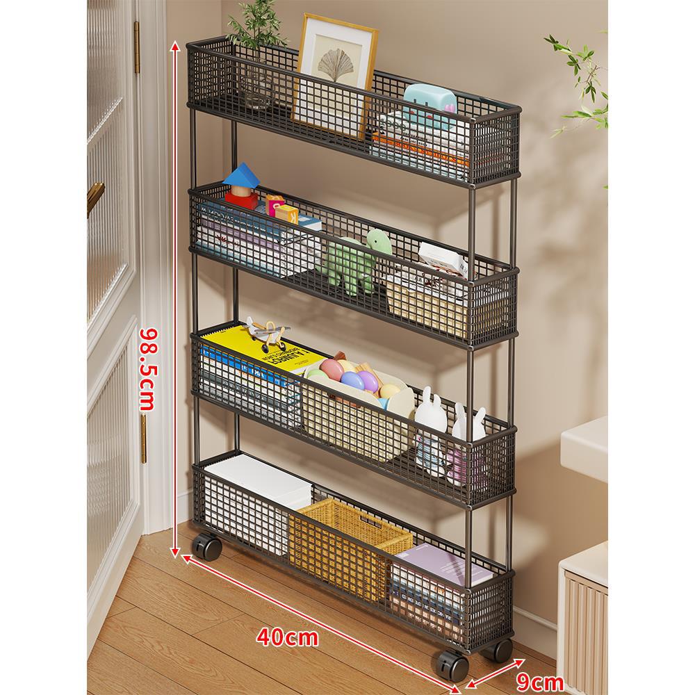 Slim Vertical Mesh Basket Organizer Rack for Narrow Spaces