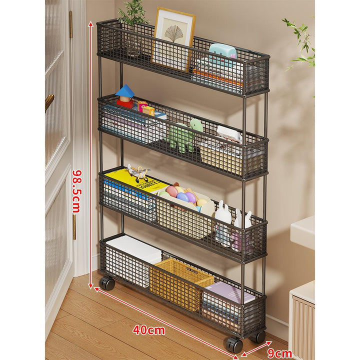 Slim Vertical Mesh Basket Organizer Rack for Narrow Spaces