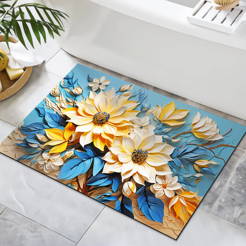 Textured Floral Design Bath Mat Stornfield