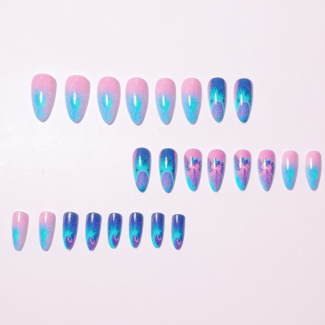 Artificial nails with glittering underwater motif Stornfield