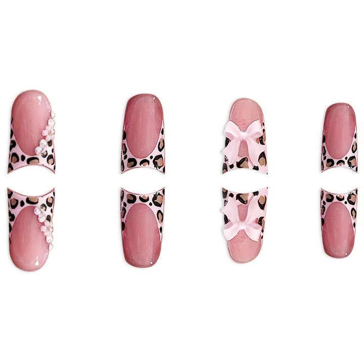 Glamorous Floral and Leopard Print Press-On Nail Art Stornfield