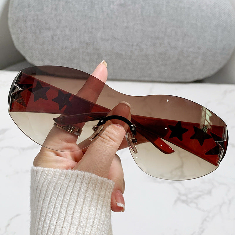 Women's stylish sports sunglasses with half-frame and striking star accents Stornfield