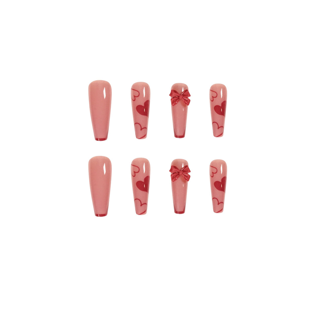 Elegant Artistic Nail Extensions with Romantic Heart Designs Stornfield