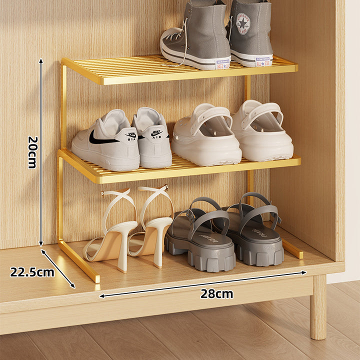 Compact Double-Layer Adjustable Shoe Shelf Riser for Cabinet and Closet