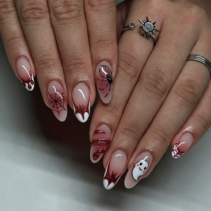 Halloween Fake Nail Set with spooky spider and ghost designs Stornfield