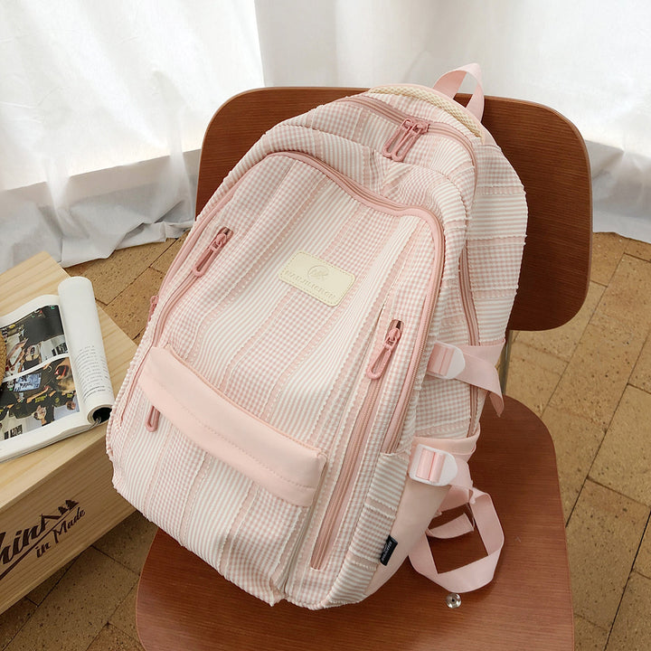 Striped Backpack with Keychain Charm Stornfield
