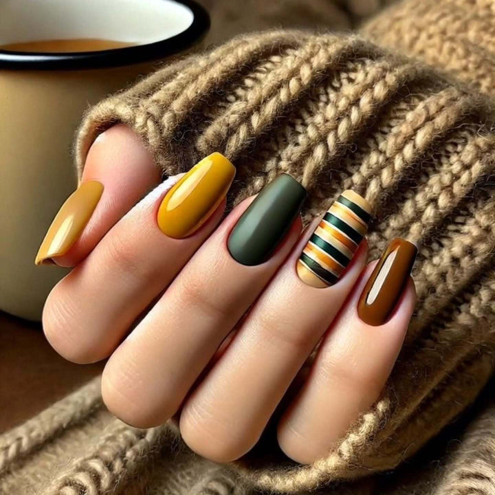 Artificial nails with modern geometric design Stornfield