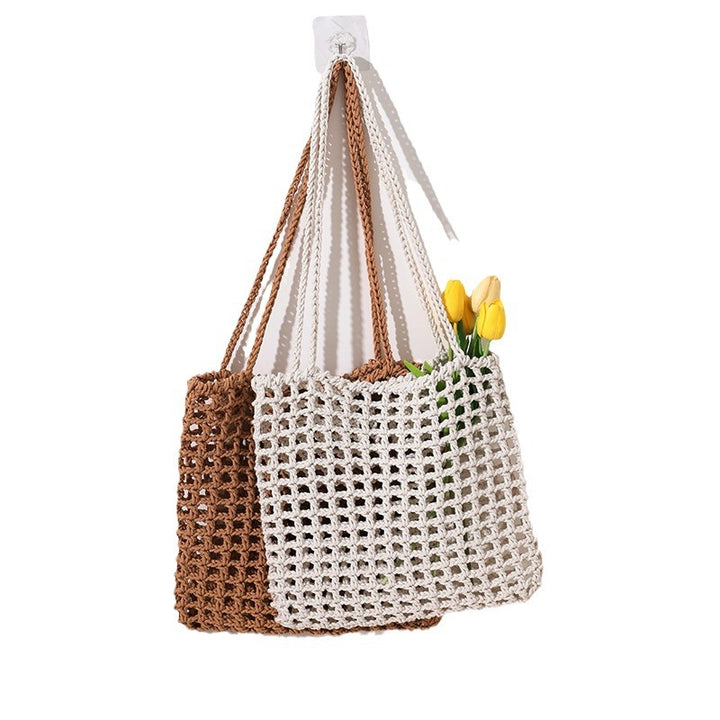 Handmade cotton carrier with decorative net design Stornfield