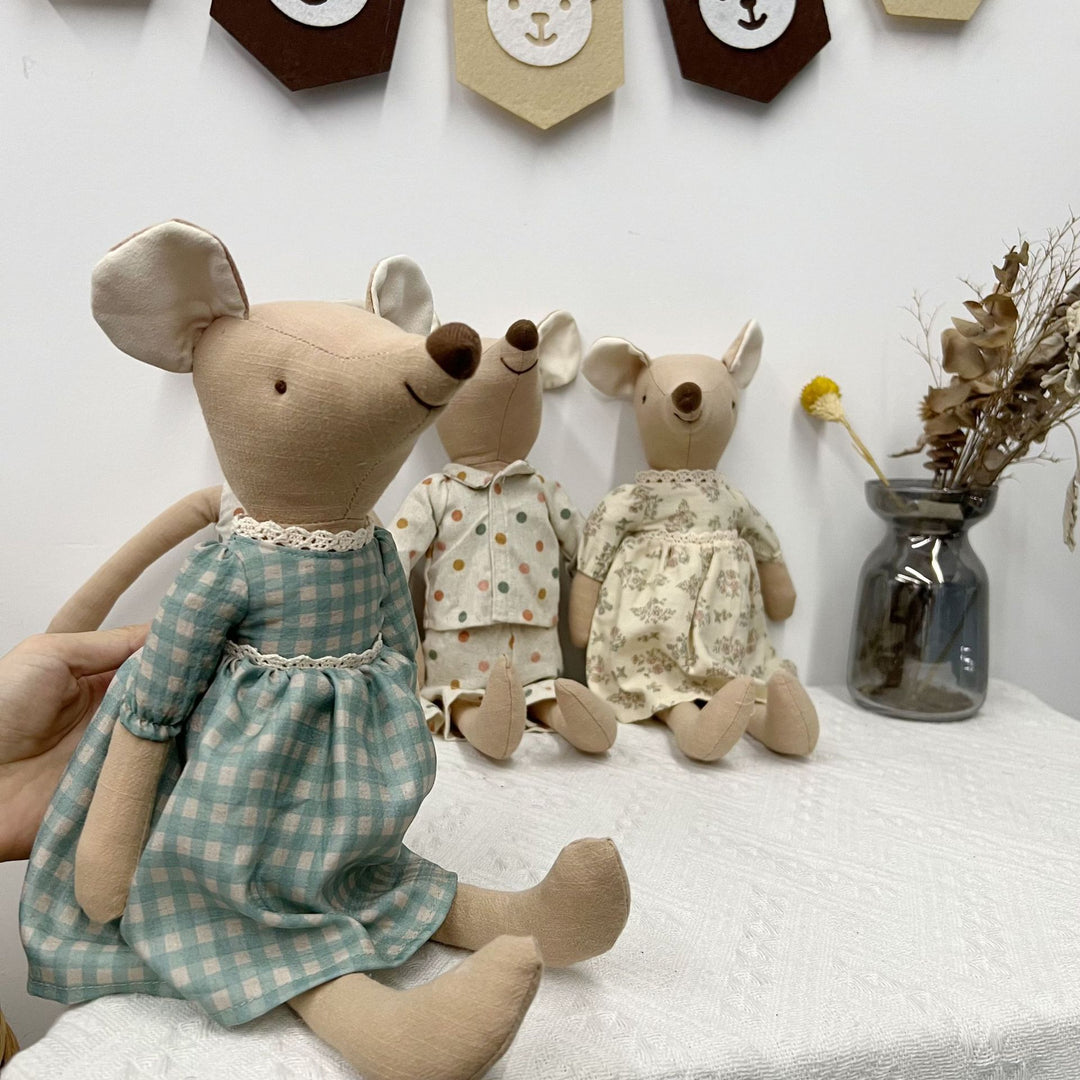 Handcrafted Linen Elephant Soft Toy with Ruffled Collar