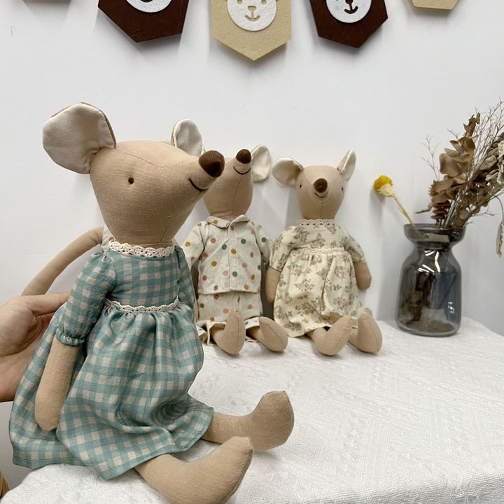 Handcrafted Linen Elephant Soft Toy with Ruffled Collar
