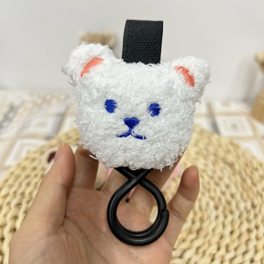 Plush Bear Stroller Hook and Clip Keychain Accessory