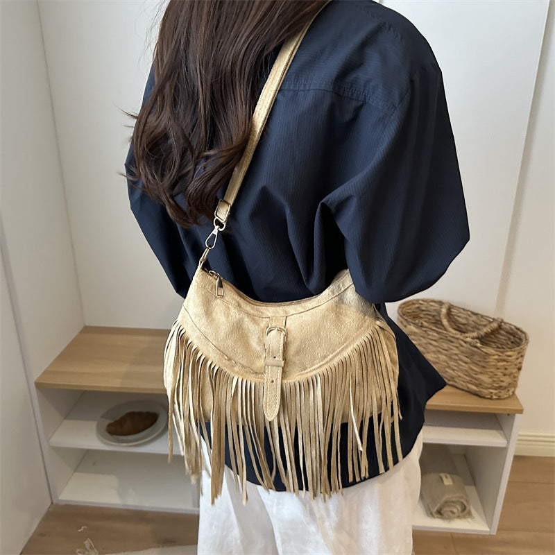 Bohemian Suede Fringe Handbag