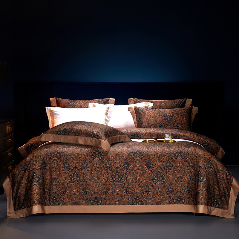 Luxury Paisley Jacquard Sateen Duvet Cover and Pillow Sham Set