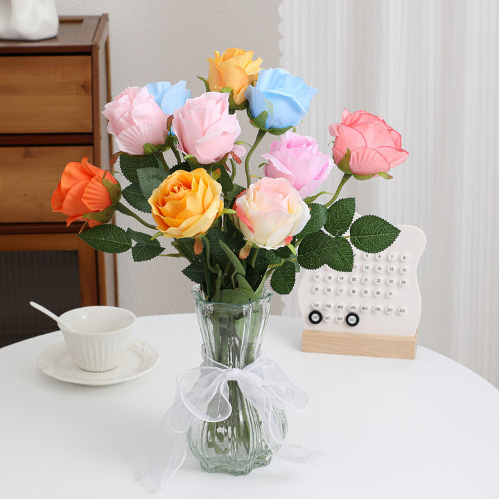 Artificial rose branch with realistic appearance