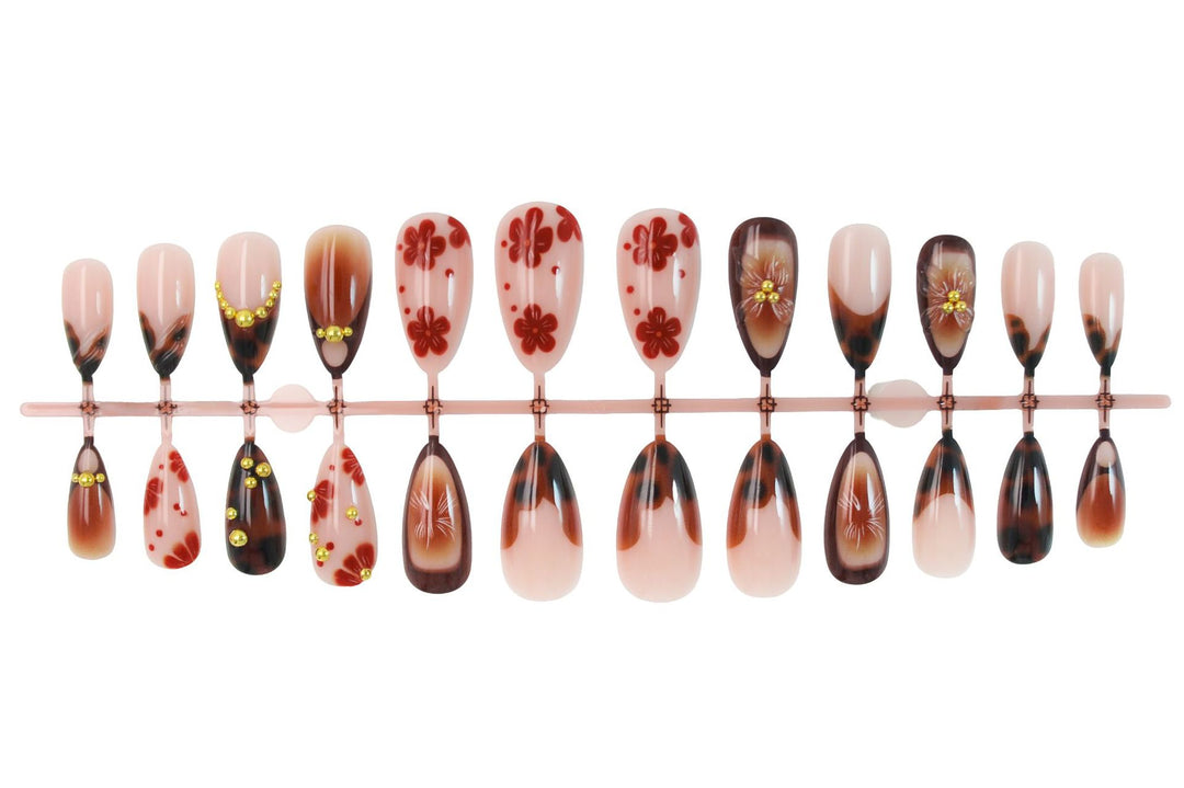 Art Nail Set with romantic floral designs and high-quality embellishments Stornfield