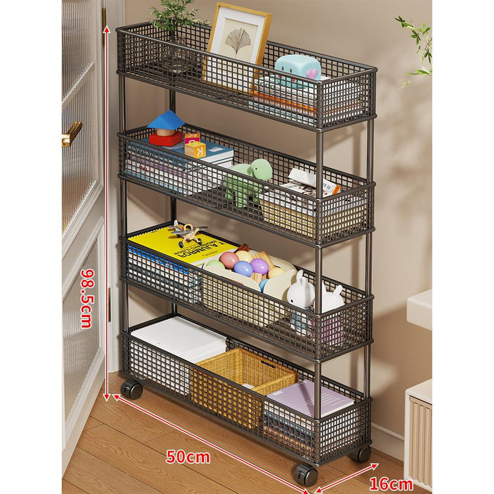 Slim Vertical Mesh Basket Organizer Rack for Narrow Spaces