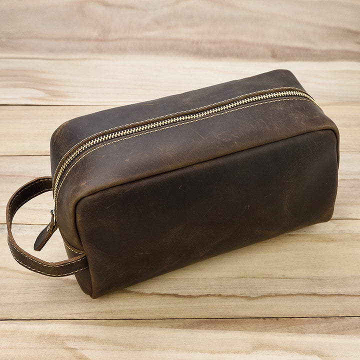 Premium Leather Travel Toiletry Case
