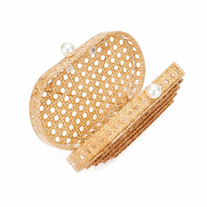 Artisan Woven Rattan Clutch