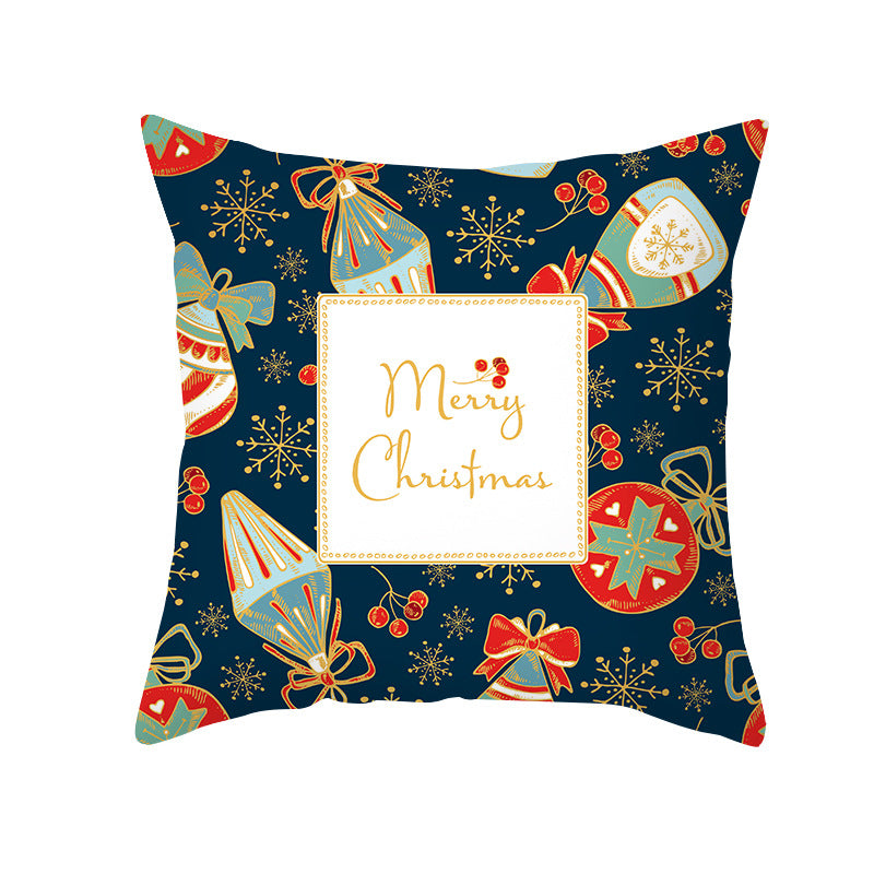 Decorative Holiday Throw Pillow Cover with Festive Ornament Print